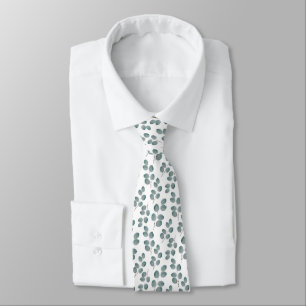 Cravate Motif des Feuilles de l'Eucalyptus en argent d'aqu