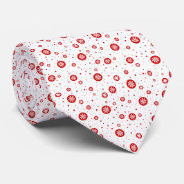 Cravate Motif des flocons blancs et rouges de Noël