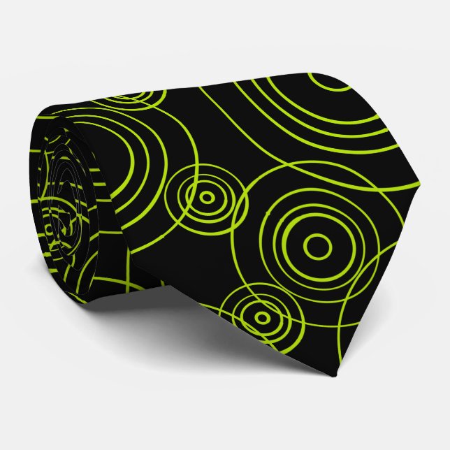 Cravate Motif des ondulations de pluie verte de chaux (Roulé)