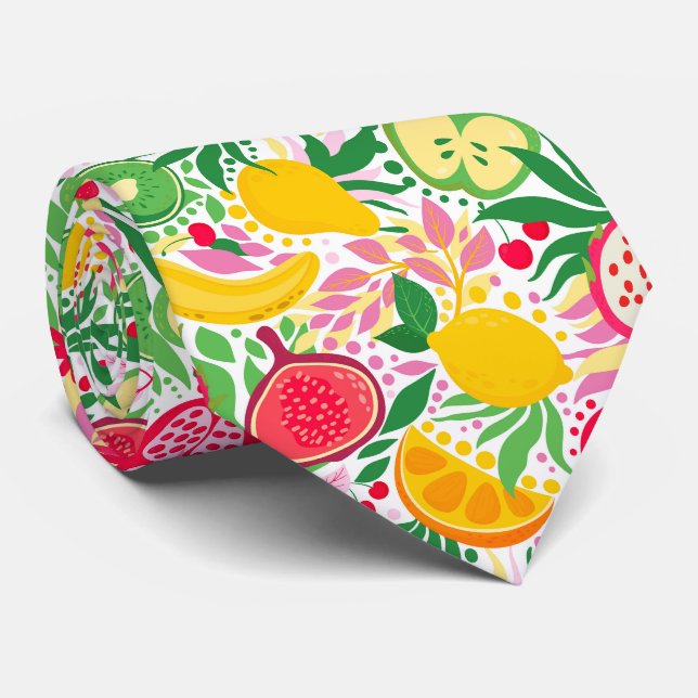 Cravate Motif d'été de l'aquarelle de fruits tropicaux (Roulé)