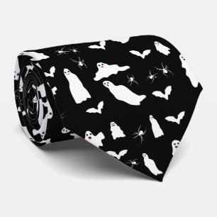 Cravate Motif d'Halloween, chauves-souris et araignées