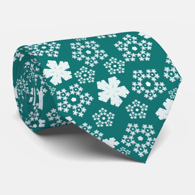 Cravate Motif d'hiver turquoise Star et Snowflake (Roulé)