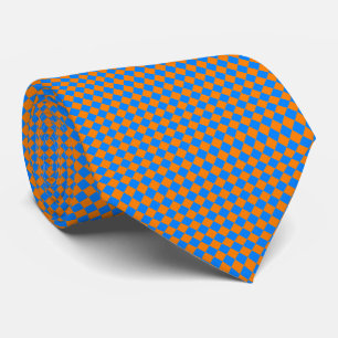 Cravate Motif diamant à carreaux bleu orange