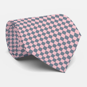 Cravate Motif diamant à carreaux gris rose