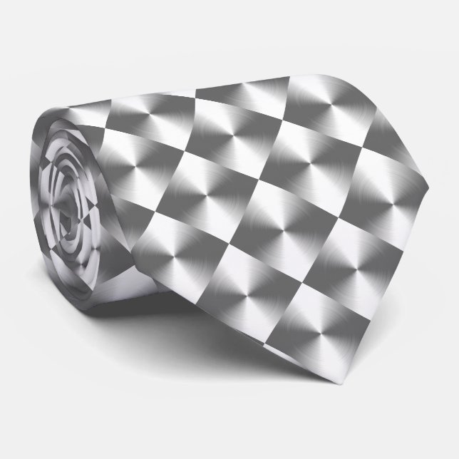 Cravate Motif diamant gris argenté (Roulé)