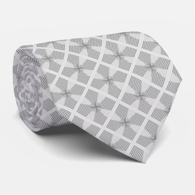 Cravate Motif Diamant moderne dans les tons gris argent cl (Roulé)