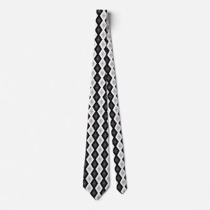 Cravate Motif diamant noir, blanc et gris