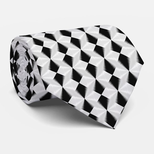 Cravate Motif Diamant noir et blanc (Roulé)