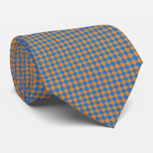 Cravate Motif diamant Orange Blue Checker
