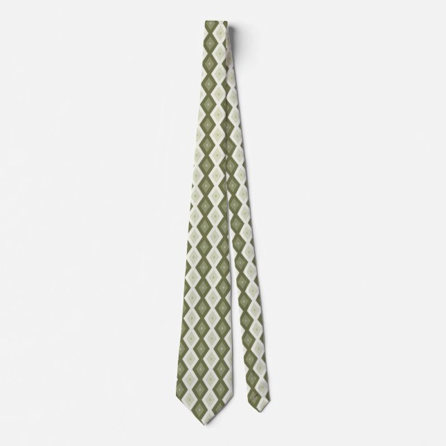 Cravate Motif diamant vert olive (Devant)