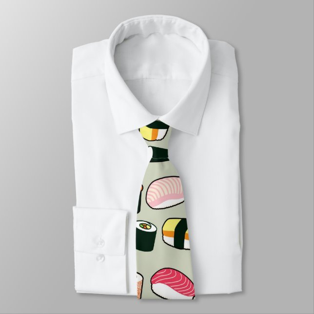 Cravate Motif d'illustrations d'amusement de sushi (Attaché)