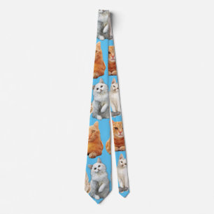 Cravate Motif d'impression de chats 01x4 L Bleu BG