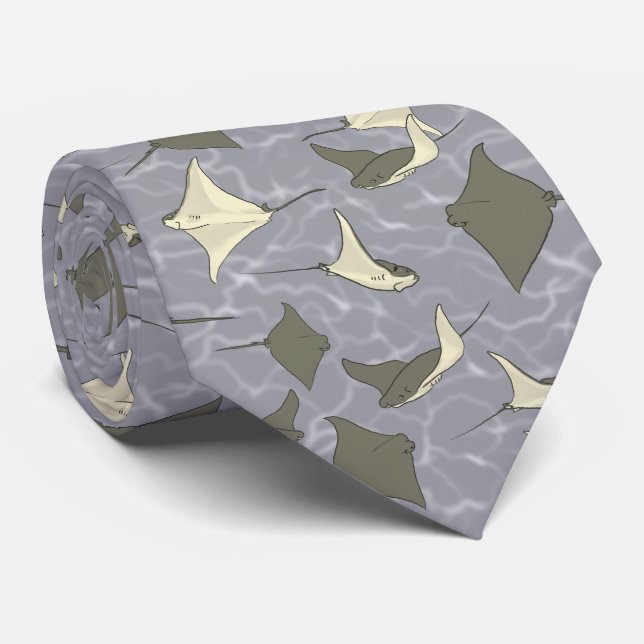 Cravate Motif d'océan de pastenague de Cownose (Roulé)