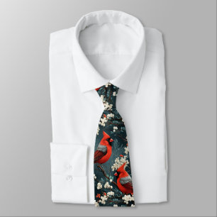 Cravate Motif d'oiseau Cardinal Rouge