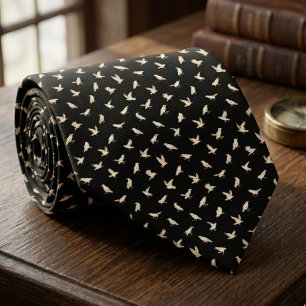 Cravate Motif d'oiseau corbeau blanc – Cadeau gothique pou