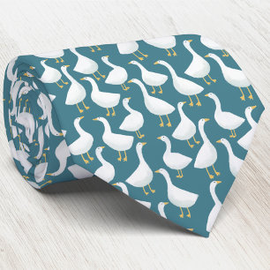 Cravate Motif d'oiseau oie sarcelle verte