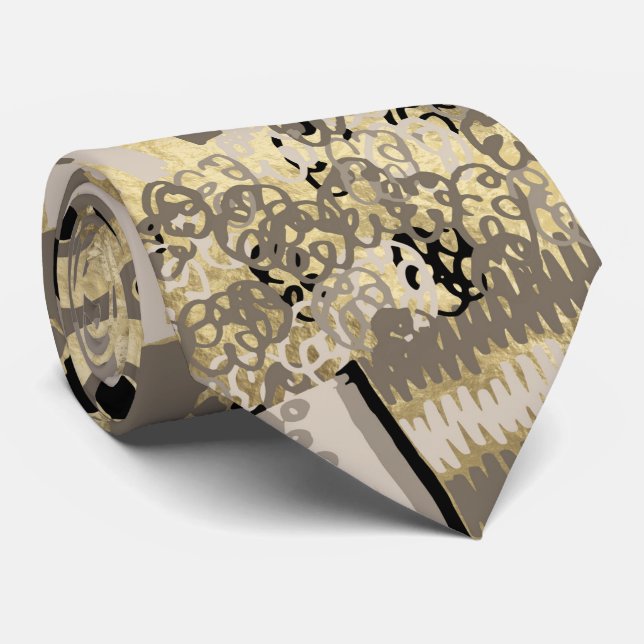 Cravate Motif d'or africain ethnique sur le pastel (Roulé)