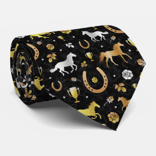 Cravate Motif d'or de noir de partie de jour de Derby de