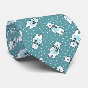 Cravate Motif d'ours polaire mignon neige aqua