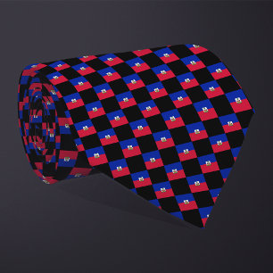 Cravate motif du drapeau À damiers Haïti