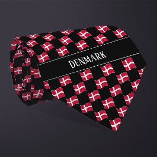 Cravate Motif du drapeau du Danemark vague