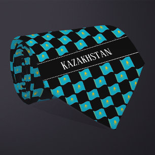 Cravate Motif du drapeau du Kazakhstan vague