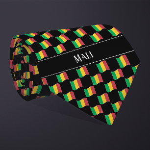 Cravate Motif du drapeau du Mali vague