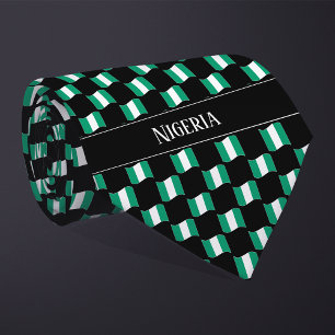 Cravate Motif du drapeau du Nigeria vague