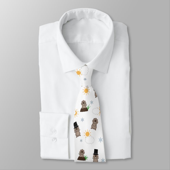 Cravate Motif du jour de la marmotte (Attaché)