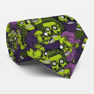 Cravate motif éffrayant de zombies Halloween