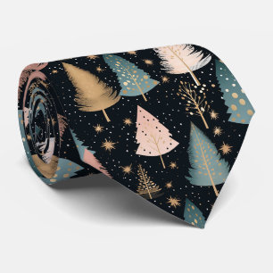 Cravate Motif élégant d'arbre de Noël noir