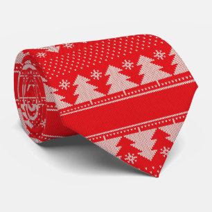 Cravate Motif élégant d'arbre de Noël rouge