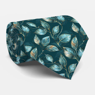 Cravate Motif élégant de feuilles vertes carrelées 