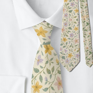 Cravate Motif élégant de fleurs en étoile pastel