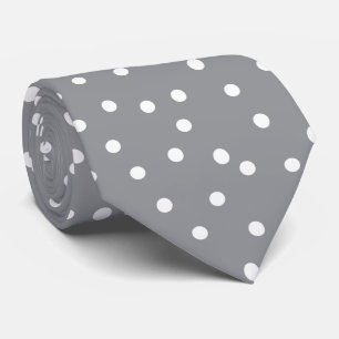 Cravate Motif élégant gris blanc à pois Cadeau du marié