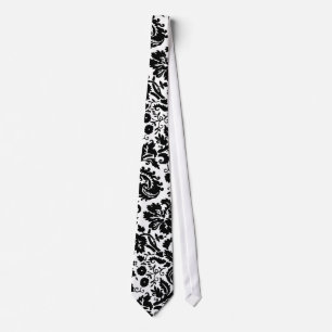 Cravate Motif élégant noir et blanc de damassé