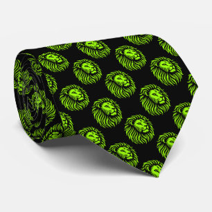 Cravate Motif en chef de Lion - Chartreuse Green sur Noir