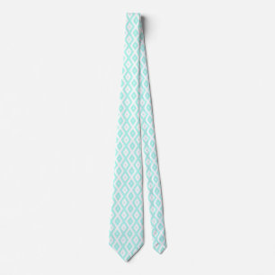 Cravate Motif en diamant Turquoise et blanc