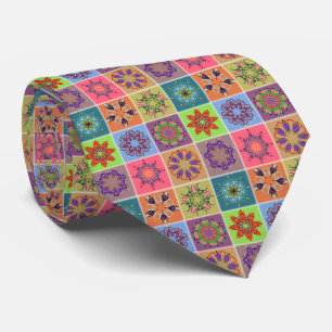 Cravate Motif en Mandala coloré - Boho géométrique