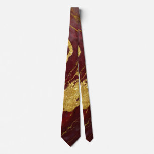 Cravate Motif en marbre rouge avec or
