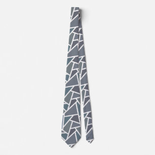Cravate motif en mosaïque gris-bleu