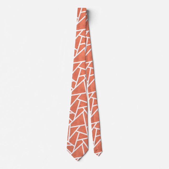 Cravate Motif en mosaïque orange mandarin (Devant)
