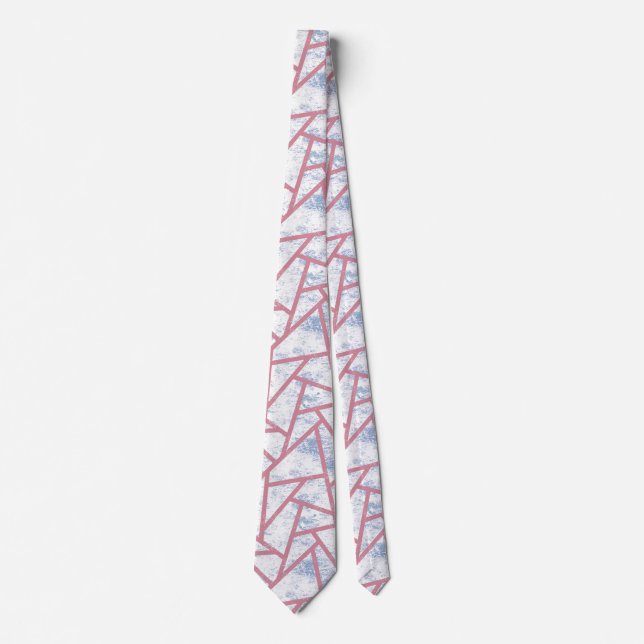 Cravate Motif en mosaïque rose et bleu (Devant)
