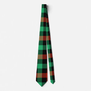 Cravate motif En vichy en rouge, vert et noir
