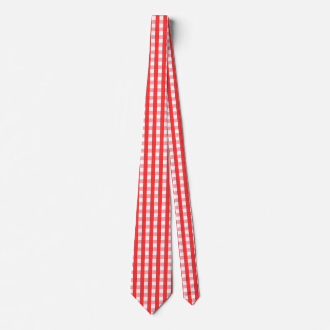 Cravate Motif En vichy rouge et blanc (Devant)
