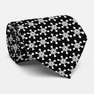 Cravate Motif étoile - Blanc sur noir
