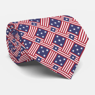 Cravate Motif étoiles et bandes du drapeau américain patri