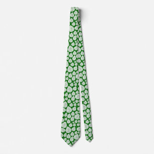 Cravate Motif feuille 02 - Blanc sur vert forestier
