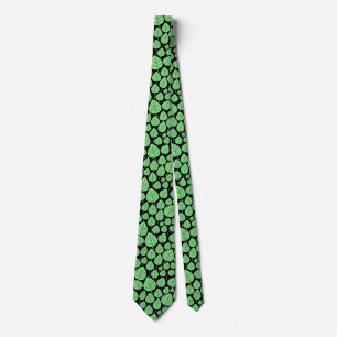 Cravate Motif feuille 02 - Mint vert sur noir