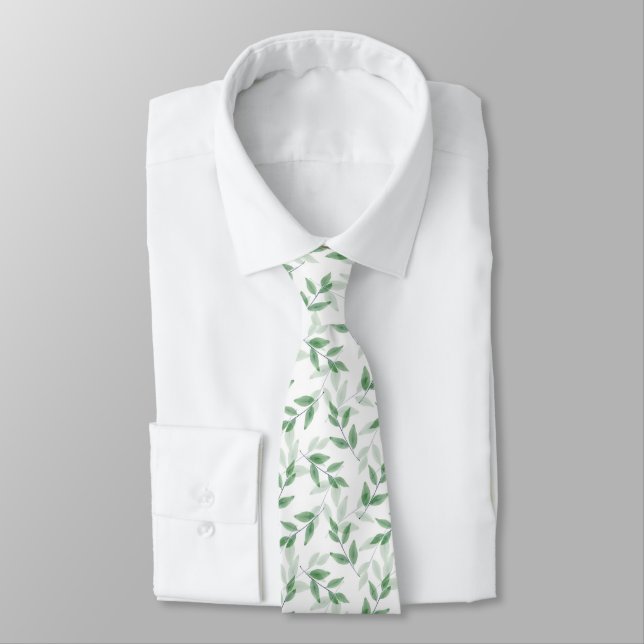 Cravate Motif Feuille écochromé (Attaché)